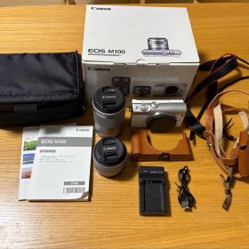 【美品】Canon EOS M100 ダブルズームキット ホワイト カメラ