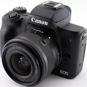 キヤノン ミラーレス CANON EOS Kiss M レンズキット ブラック Wi-Fi ＆ Bluetooth搭載 新品SDカード付き スマホに送れる 動画撮影 長期