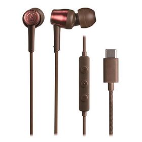 オーディオテクニカ ATH-CKD30C BW USB Type-C用イヤホン ダイナミック型 10mmドライバー搭載 高音質DAC内蔵 マイク付きリモコン ブラウン