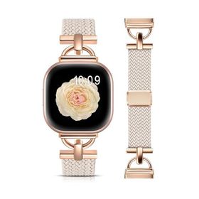 コンパチブル Fitbit Versa 4／Versa 3 バンド 編み込み ナイロン Sense 2／Sense ベルト 伸縮性