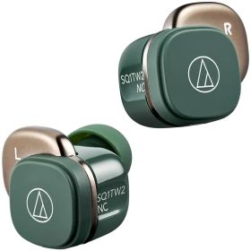 【新品】 オーディオテクニカ ATH-SQ1TW2NC GR(E) ノイズキャンセリング ワイヤレスイヤホン Bluetooth 完全ワイヤレス 最大約22.5時間再生 防水 IPX5 ワイヤレス充電対応 マルチポイント 外音取り込み オリジナルステッカー 0