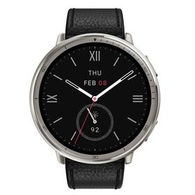 アマズフィット SP170073-C225 ブラック Amazfit Active 2 Round ブラックレザープレミアムバージョン スマートウォッチ