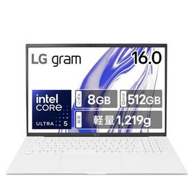 ノートPC LG gram 16Z90SU-GR54J 16インチ Core Ultra 5 125U メモリ8GB SSD512GB Win11 Home スノーホワイト 0121-4989027028951-ds