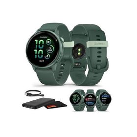 Garmin Vivoactive 6 Fitness GPS Smartwatch AMOLED Display Metallic Jasper Green with Green Band, 11-Day Battery, 80+ Sports Modes, Activity Tracking S