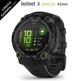ガーミン Instinct 3 AMOLED 45mm Black Black Bezel with Black Band インスティンクト 3 タフネスアウトドア 有機ELディスプレイ GPS スマートウォッチ MIL規格 MIL-STD-810G 正規品1年保証 010-02936-30 ガーミン IDA