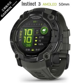 ガーミン Instinct 3 AMOLED 50mm Black/Charcoal Black Bezel with Charcoal Band インスティンクト 3 タフネスアウトドア 有機ELディスプレイ GPS スマートウォッチ MIL規格 MIL-STD-810G 正規品1年保証 010-03020-30
