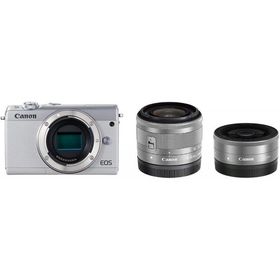 Canon EOS M100 ダブルレンズキット ホワイト 良品 動作確認済み 1ヶ月保証付 小型軽量 ミラーレス