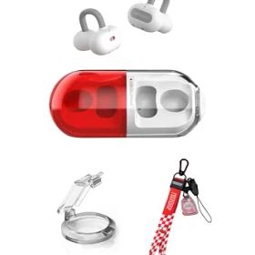 水月雨 Moondrop Pill セット オープンイヤー型ワイヤレスイヤホン イヤーカフ イヤホン オープンイヤー ワイヤレス Bluetooth 6.0 開放型 耳挟み式 IPX4防水 / 最大28時間再生 / AIノイズキャンセリング / 13mm円形低歪みダイナミックドライバー