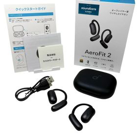 【中古品】Anker Soundcore AeroFit 2 オープンイヤー型 ワイヤレスイヤホン ミッドナイトブラック Bluetooth 5.4 IP55 LDAC対応
