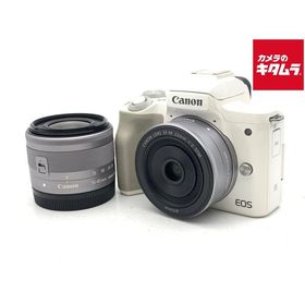 【中古】 【並品】 キヤノン EOS Kiss M ダブルレンズキット ホワイト