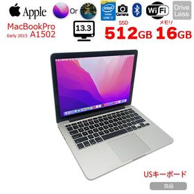 【中古パソコン】Apple MacBook Pro 13.3inch MF841J/A A1502 Early 2015 USキー 選べるOS [Core i7 5557U メモリ16GB SSD512GB 無線 BT カメラ 13.3] ：良品