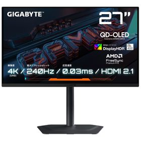 GIGABYTE｜ギガバイト ゲーミング液晶ディスプレイ(27型/ QD-OLED/ 4K UHD 3840×2160/ 240Hz/ 0.03ms)(ブラック) OLEDゲーミングモニター MO27U2 返品種別A