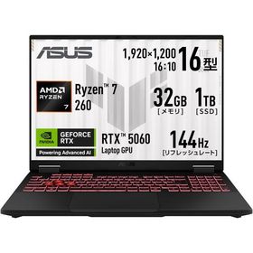 ゲーミングノートパソコン ASUS TUF Gaming A16 FA608UMI / FA608UMI-R7R5060S 16.0型/Ryzen 7 260/Windows11Home/32GB/1TB 1166-0199291499690-ds