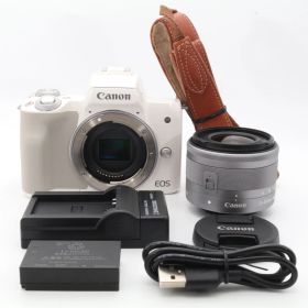 【2000以下】Canon EOS Kiss M レンズキット (15-45mm) ホワイト〔Canon EF-Mマウント〕