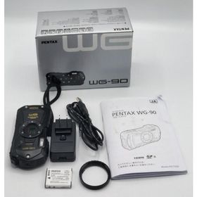 【中古 動作確認済】 PENTAX WG-90 ブラック 本格防水デジタルカメラ 14m防水 (連続2時間) 1.6m耐衝撃