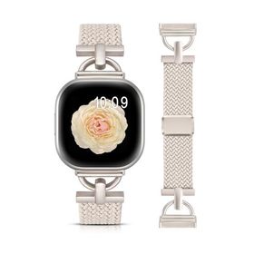 コンパチブル Fitbit Versa 4／Versa 3 バンド 編み込み ナイロン Sense 2／Sense ベルト 伸縮性