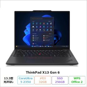Lenovo ThinkPad X13 Gen 6 ノートPC 21RLS2FS00 Windows11 Pro Office付 CoreUltra5 235U 32GB SSD256GB 13.3インチ 再生品Sランク