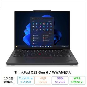 Lenovo ThinkPad X13 Gen 6 ノートPC 21RLS1N502 Windows11 Pro Office付 CoreUltra5 235U 32GB SSD512GB 13.3インチ WWAN 再生品Sランク