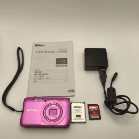 【美品】ニコン COOLPIX S3700 ピンク SD付き フラッシュ難あり