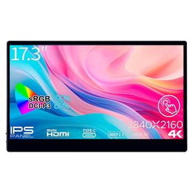 JAPANNEXT｜ジャパンネクスト JN-MD-IPS173UHDR-T モバイル液晶ディスプレイ(17.3型/IPS/4K UHD 3840×2160/60Hz/27ms/タッチパネル)(ブ