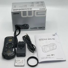 【中古 動作確認済】 PENTAX WG-90 ブラック 本格防水デジタルカメラ 14m防水 (連続2時間) 1.6m耐衝撃