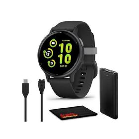 Garmin vivoactive 5, Health and Fitness GPS Smartwatch for Men and Women with Slate Aluminum Bezel Black Case and Silicone Band, 1.2” AMOLED Touchscr