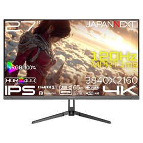 JAPANNEXT JN-i27G120U2-C6 ゲーミング液晶ディスプレイ 27型/ 3840×2160/ HDMI×2、DP×1、USB-C×1/ ブラッ…