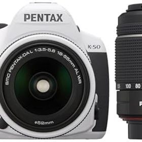 【中古】RICOH デジタル一眼レフ PENTAX K-50 DAL18-55mmWR・DAL50-200mmWRダブルズームキット ホワイト K-50 WZOOM KIT WHITE 10952