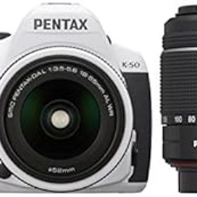 【中古】RICOH デジタル一眼レフ PENTAX K-50 DAL18-55mmWR・DAL50-200mmWRダブルズームキット ホワイト K-50 WZOOM KIT WHITE 10952