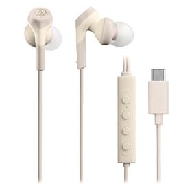 イヤホン 有線 USB Type-C ATH-CKS330NC audio-technica オーディオテクニカ ノイズキャンセリング 重低音 マイク付 ベージュ ATH-CKS330NC-BG ◆メ