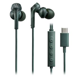 イヤホン 有線 USB Type-C ATH-CKS330NC audio-technica オーディオテクニカ ノイズキャンセリング 重低音 マイク付 グリーン ATH-CKS330NC-GR ◆メ