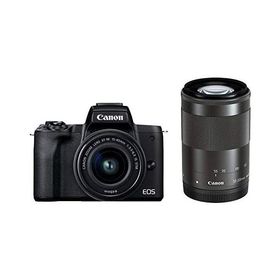 Canon EOS Kiss M2 ダブルズームキット ブラック 良品 動作確認済み 1ヶ月保証付 小型軽量 ミラーレス