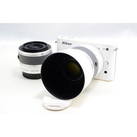 Nikon J1 ダブルレンズキット ホワイト 美品 SDカード ストラップ付 動作確認済み 1ヶ月保証付 小型軽量 ミラーレス