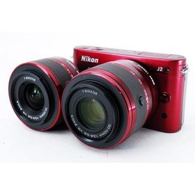Nikon J2 ダブルズームキット レッド 美品 SDカード ストラップ付 動作確認済み 1ヶ月保証付 小型軽量 ミラーレス