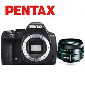 ペンタックス PENTAX K-50 50mm 1.8 単焦点 レンズセット ブラック デジタル一眼レフ カメラ 中古