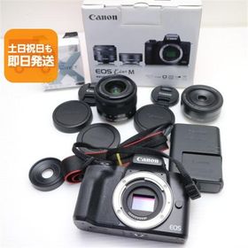 新品同様 EOS Kiss M ダブルレンズキット ブラック 即日発送 ミラーレス一眼 Canon あすつく 土日祝発送OK