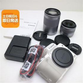超美品 EOS Kiss M ダブルズームキット ホワイト 即日発送 ミラーレス一眼 Canon あすつく 土日祝発送OK