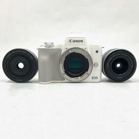 【全額返金保証】【最速発送】Canon デジタル一眼 EOS kiss M ダブルレンズキット ホワイト 美品 動作確認済