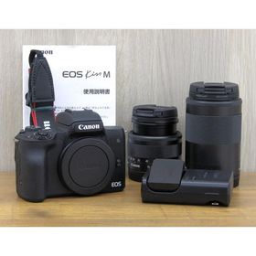 Canon キャノン ミラーレス一眼カメラ EOS Kiss M ダブルズームキット 14-45mm/55-200mm ブラック EOSKISSMBK-WZK