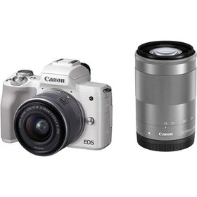 Canon EOS Kiss M ダブルズームキット ホワイト 良品 動作確認済み 1ヶ月保証付 小型軽量 ミラーレス