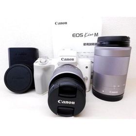 動作確認済み Canon EOS kiss M ダブルズームキット ■ 49mm 52mm ホワイト ミラーレス 一眼レフカメラ 望遠 高画質 キャノン □８Ｄ