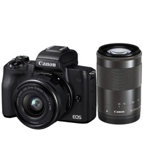キヤノン Canon EOS Kiss M ダブルレンズキット ブラック ミラーレス 一眼レフ 中古
