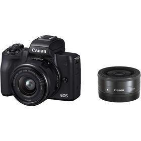 Canon EOS Kiss M ダブルレンズキット ブラック 良品 動作確認済み 1ヶ月保証付 小型軽量 ミラーレス