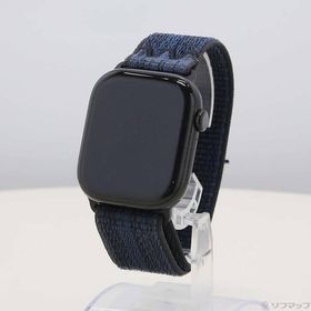 〔中古〕Apple(アップル) Apple Watch Series 10 GPS 46mm ジェットブラックアルミニウムケース ブラック／ブルーNikeスポーツループ〔269-ud〕