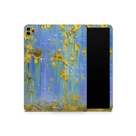 DesignSkinz - Compatible with iPad Pro 12.9" 2nd Gen - Skin Decal Protective Scratch Resistant Vinyl Wrap - Blue Metal with Gold Rust_並行輸入