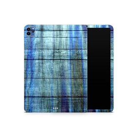 DesignSkinz - Compatible with iPad Pro 12.9" 4th Gen - Skin Decal Protective Scratch Resistant Vinyl Wrap - Blue and Green Tye-Dyed Wood_並行輸入