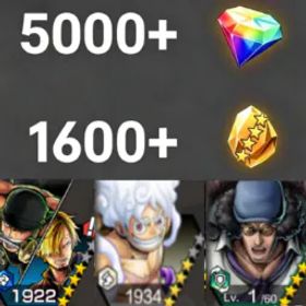 ワンピースバウンティラッシュ Zoro&Sanji+Luffy +Kuzan💎5000+✨1600+