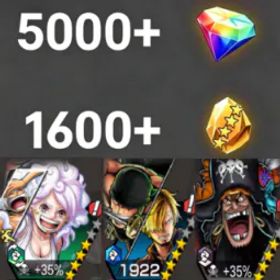 ワンピースバウンティラッシュ Bonney+Zoro&Sanji+Teach💎5000+✨1600+