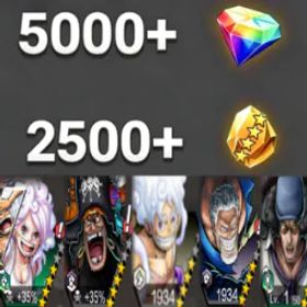 ワンピースバウンティラッシュ Bonney+Teach+Luffy+Garp+Kuzan💎5000+✨2500+