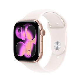Apple Watch Series 11（GPS + Cellularモデル）- 46mmローズゴールドアルミニウムケースとM/Lライトブラッシュスポーツバンド [整備済製品]